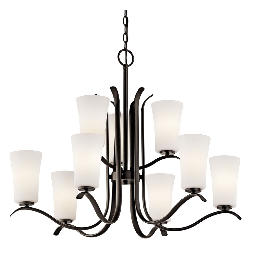 Kichler 43075OZ Fixture This 9 light 2 tier chandelier from the
