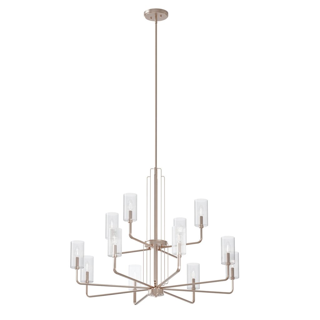 Kichler 52412PN Fixture The Kimrose 12 light chandelier is an Art Deco