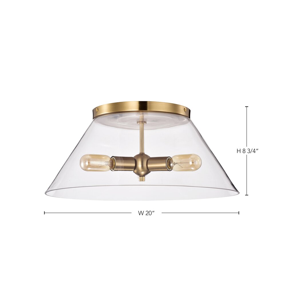 Satco 60-7422 Flush Mount Fixture Dover; 3 Light; Large Vintage Brass
