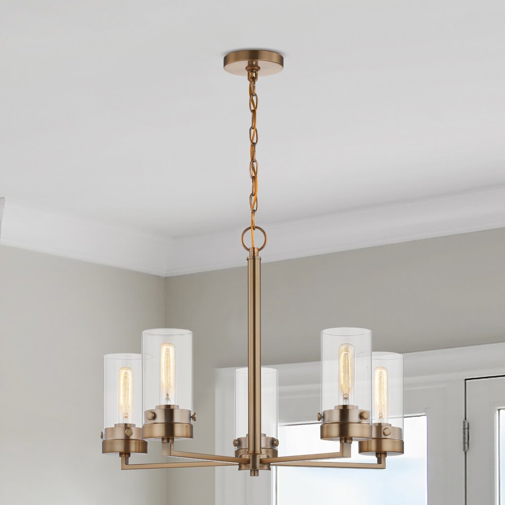 Satco 60-7535 Chandelier Fixture Intersection; 5 Light; Burnished