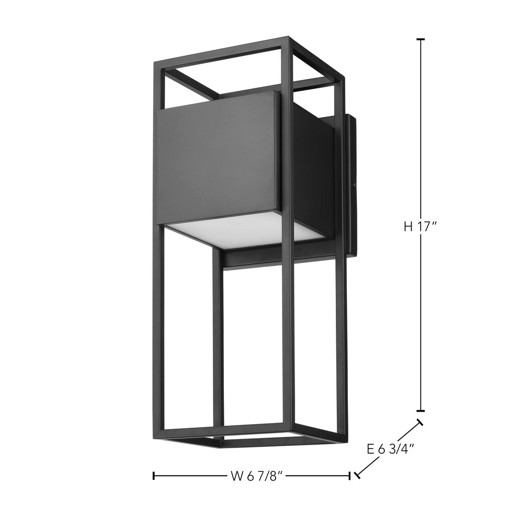 Satco 62-1655 18W LED Wall Lantern Fixture Supreme; Large Matte Black