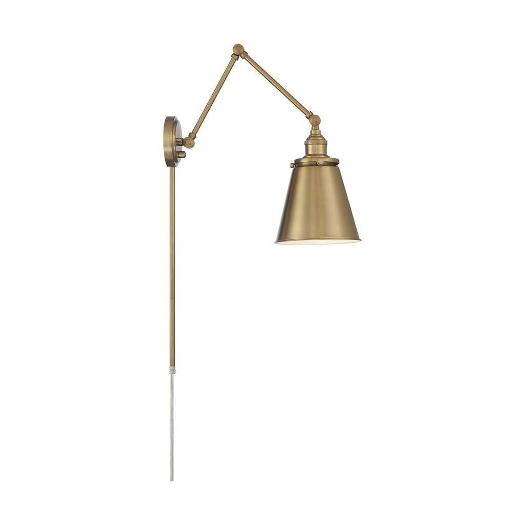 Satco 60-7367 Sconce Fixture Bayard Swing Arm Lamp; Burnished Brass
