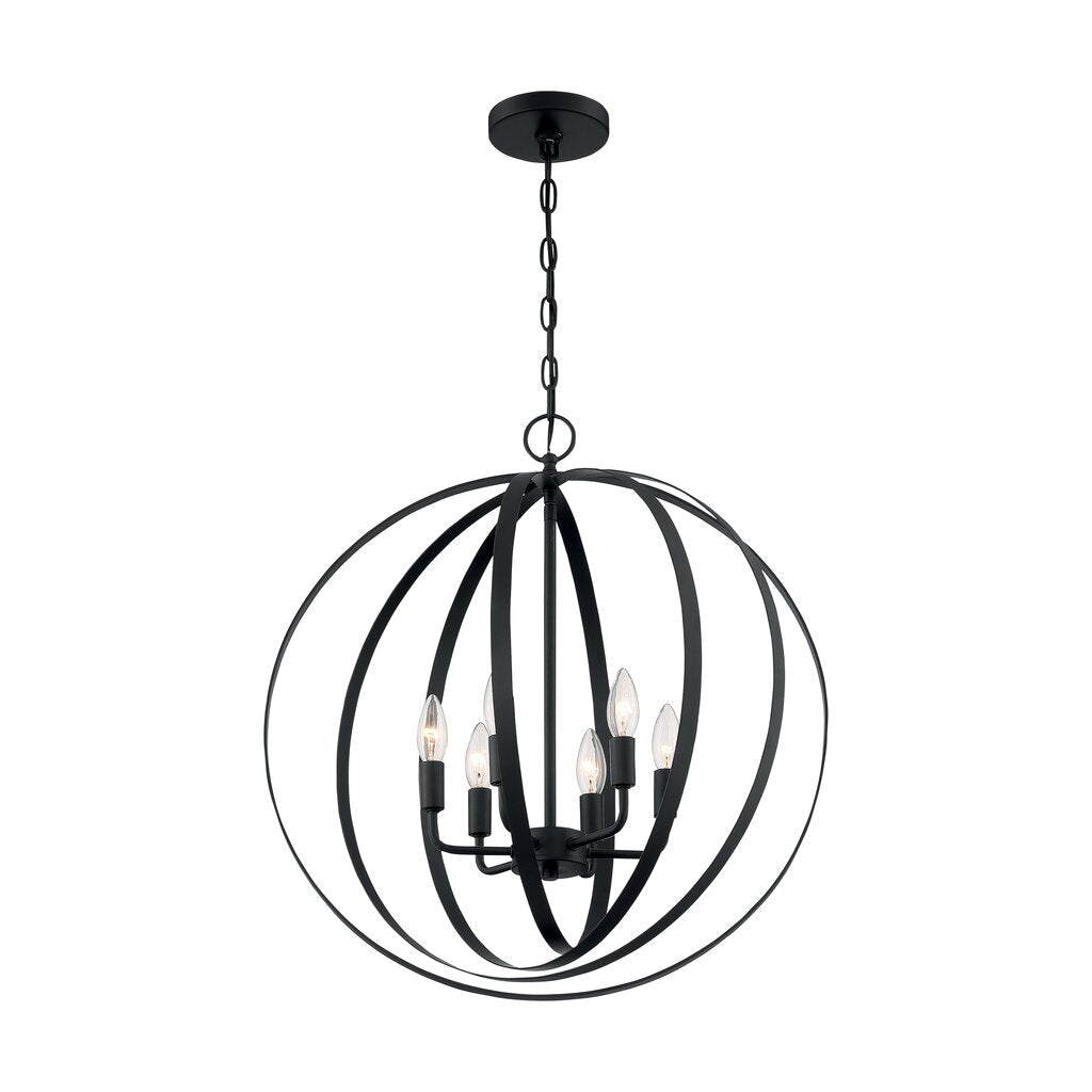 Satco 60-7068 Pendant Fixture Pendleton; 6 Light; Matte Black Finish