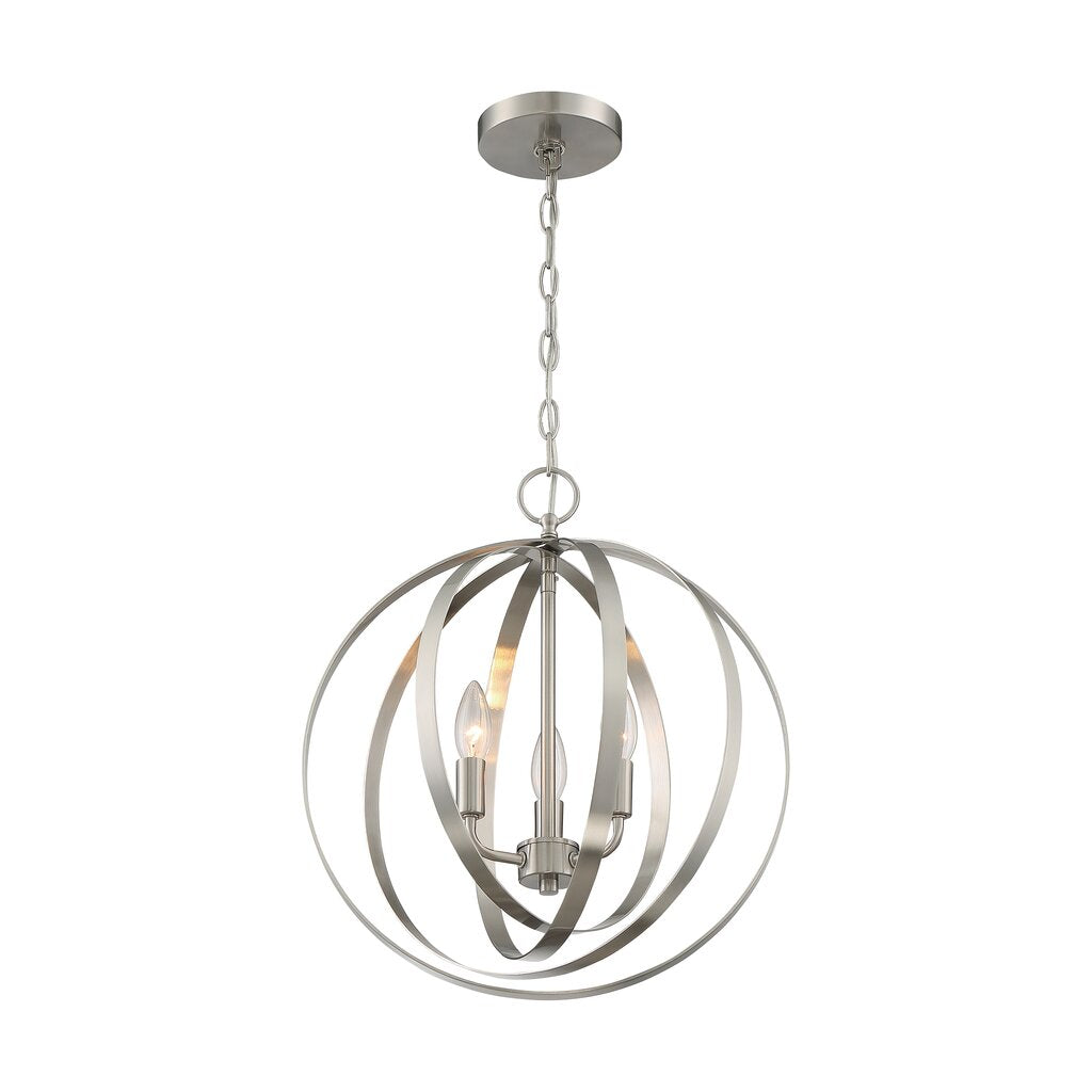 Satco 60-7047 Pendant Fixture Pendleton; 3 Light; Brushed Nickel