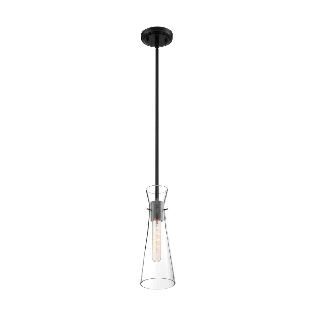 Satco 60-6878 Mini Pendant Fixture Bahari; 1 Light; Black Finish with