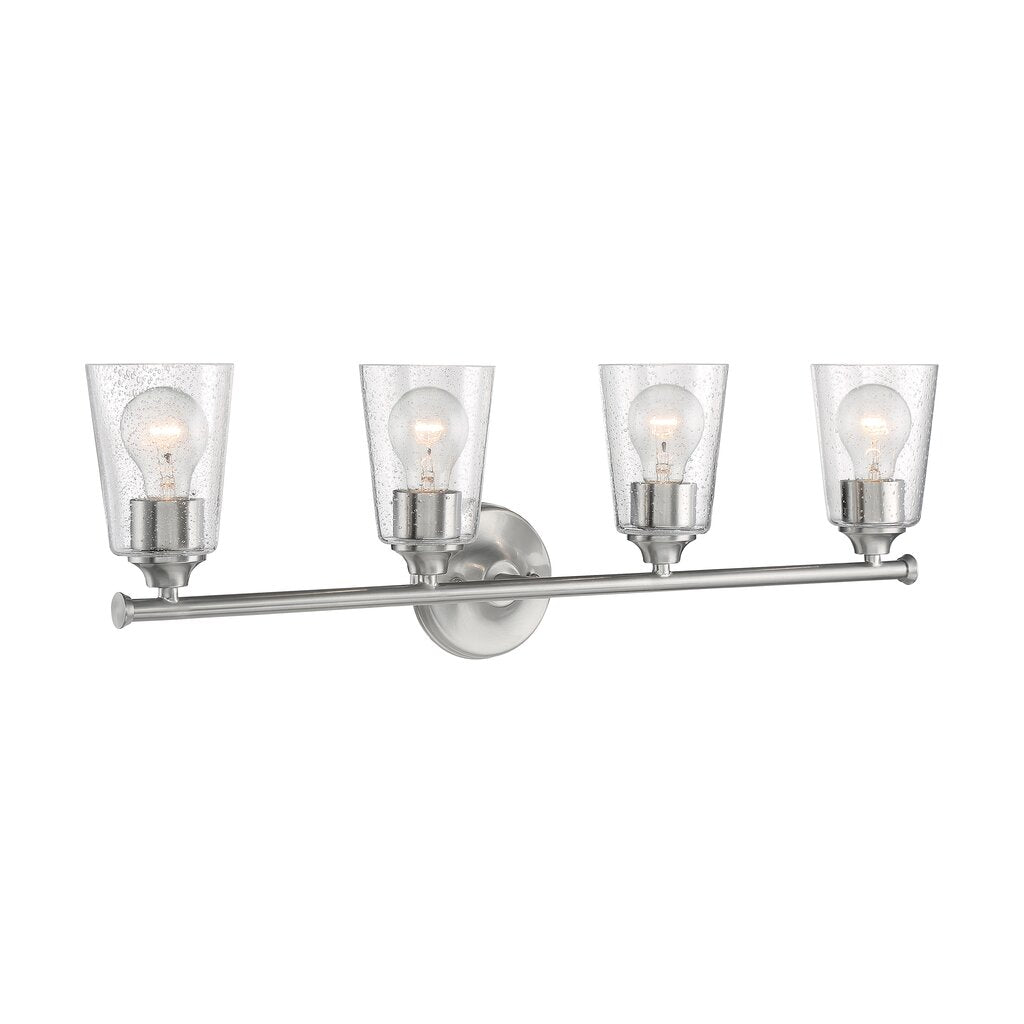 Satco 60-7184 Vanity Fixture Bransel; 4 Light; Brushed Nickel Finish