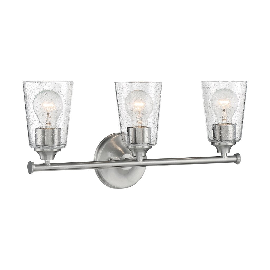 Satco 60-7183 Vanity Fixture Bransel; 3 Light; Brushed Nickel Finish