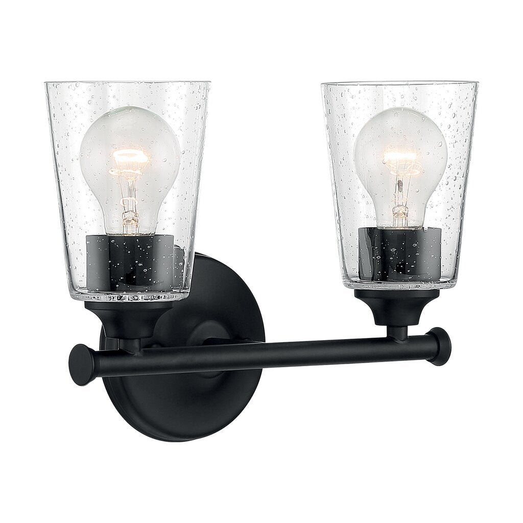 Satco 60-7282 Vanity Fixture Bransel; 2 Light; Matte Black Finish with