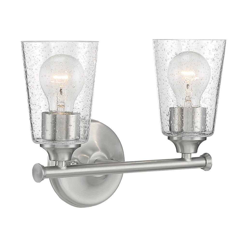 Satco 60-7182 Vanity Fixture Bransel; 2 Light; Brushed Nickel Finish