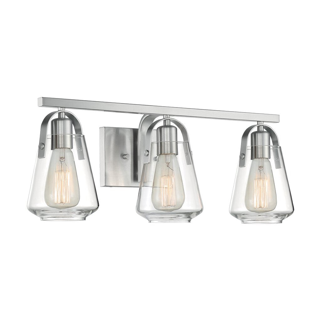 Satco 60-7113 Vanity Fixture Skybridge; 3 Light; Brushed Nickel Finish