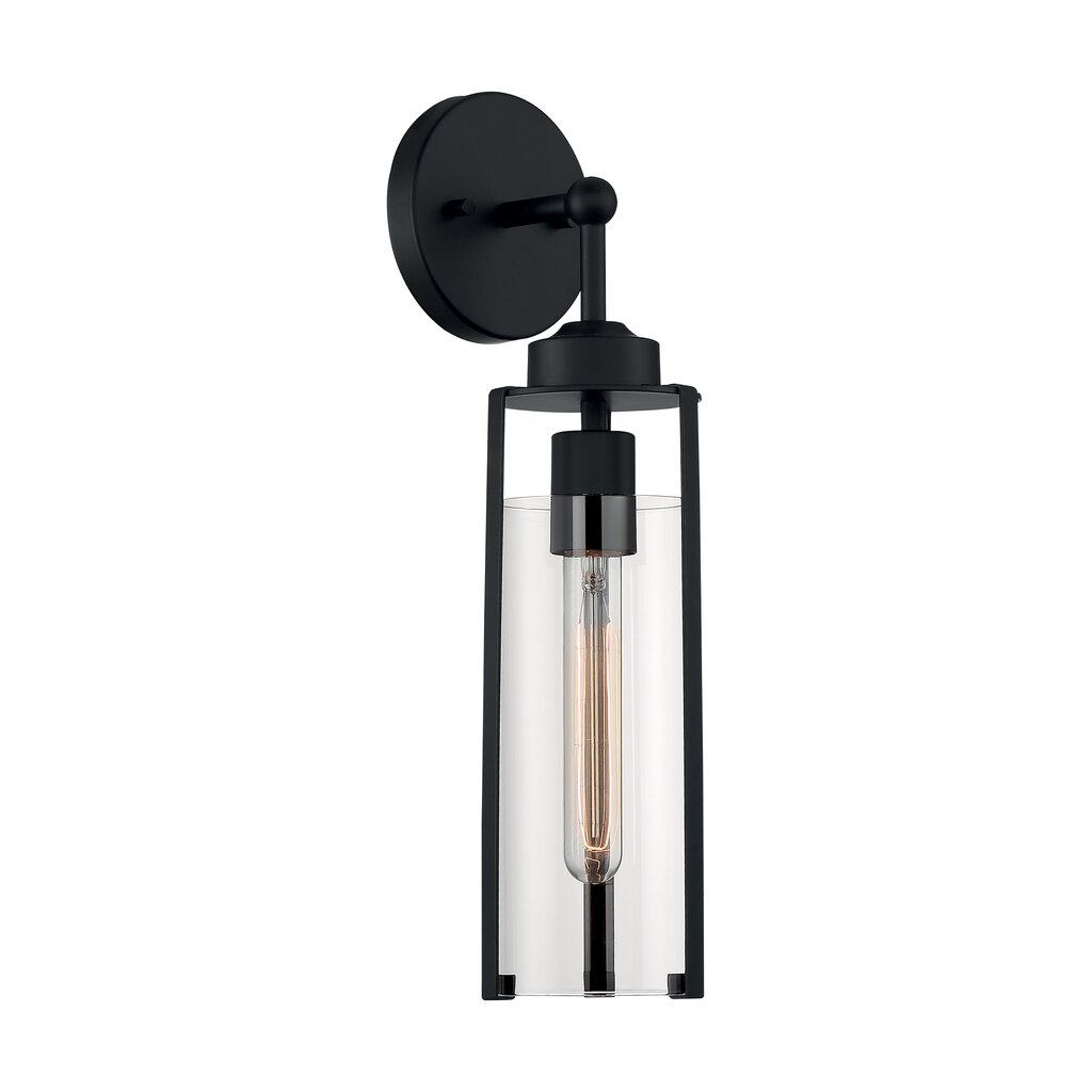 Satco 60-7161 Sconce Fixture Marina; 1 Light; Wall Matte Black Finish