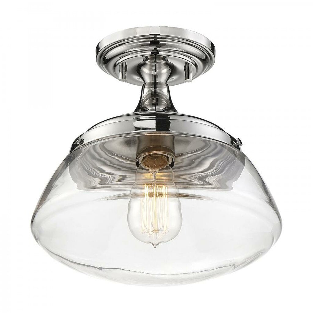 Satco 60-6798 Semi Flush Fixture Kew; 1 Light; Semi-Flush Polished