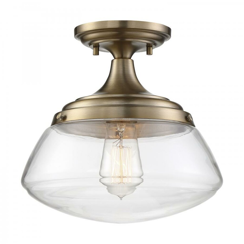 Satco 60-6797 Semi Flush Fixture Kew; 1 Light; Semi-Flush Burnished