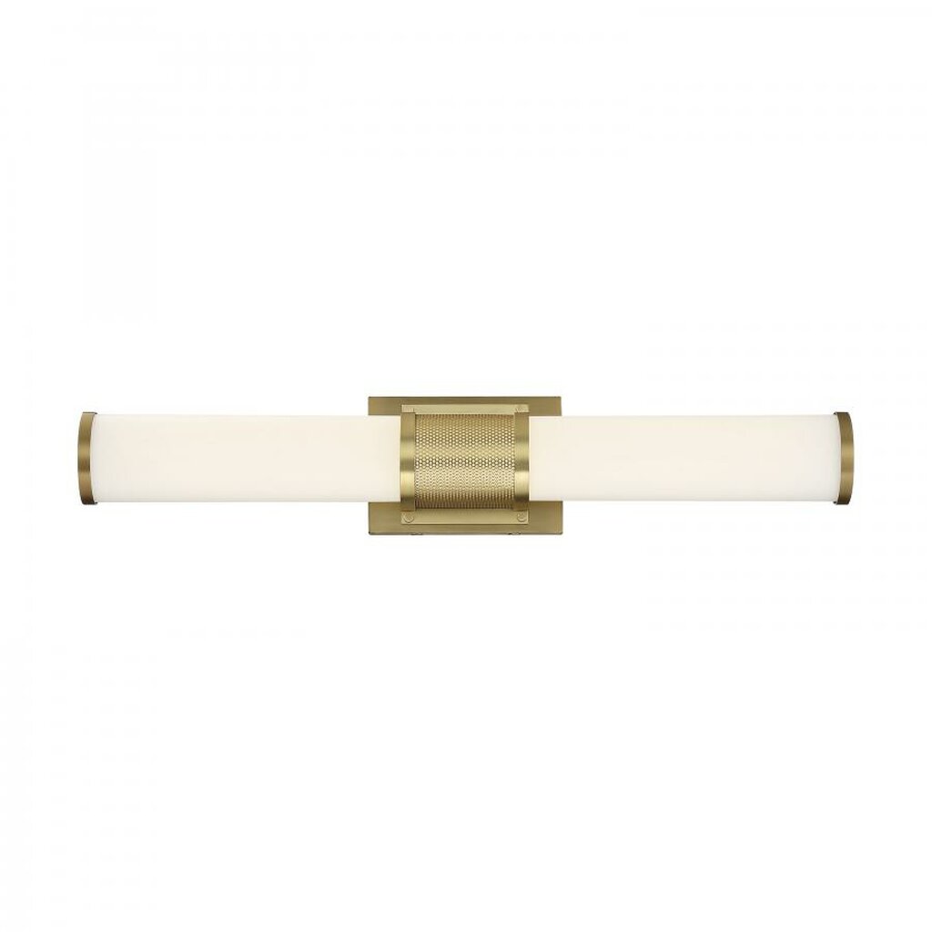 Satco 62-1602 26W LED Vanity Fixture Caper; Brushed Brass with Frosted