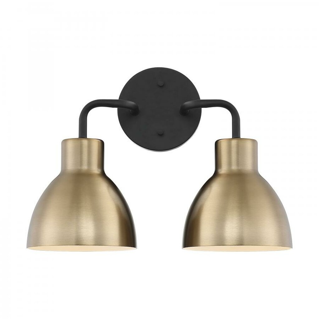 Satco 60-6792 Vanity Fixture Sloan; 2 Light; Matte Black and Burnished
