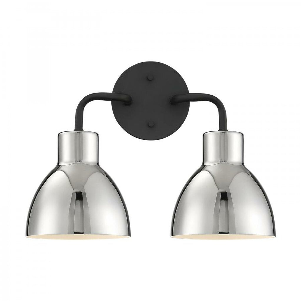 Satco 60-6772 Vanity Fixture Sloan; 2 Light; Matte Black Finish with