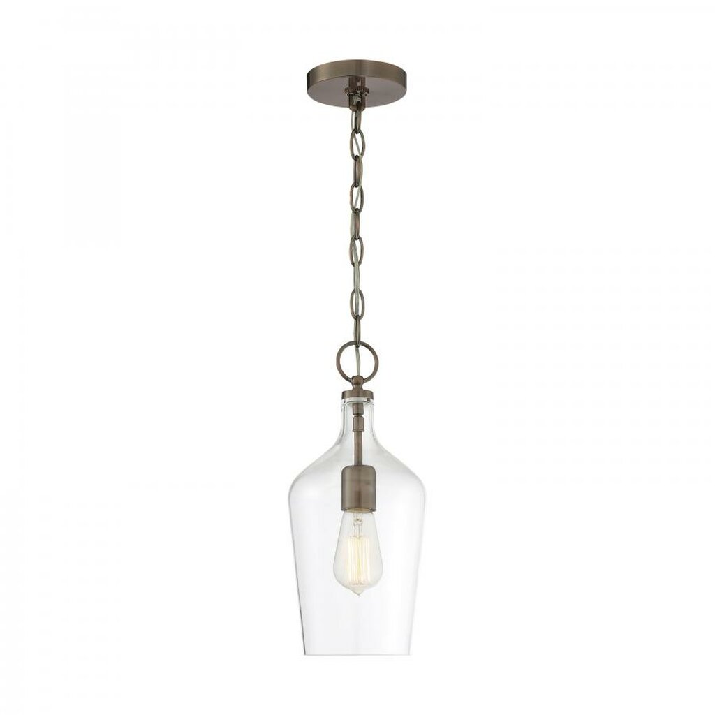 Satco 60-6748 Pendant Fixture Hartley; 1 Light; Antique Copper Finish