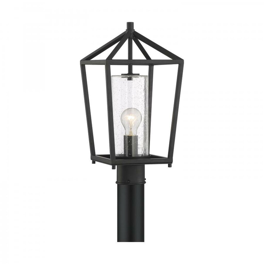 Satco 60-6595 Post Lantern Fixture Hopewell; 1 Light; Matte Black