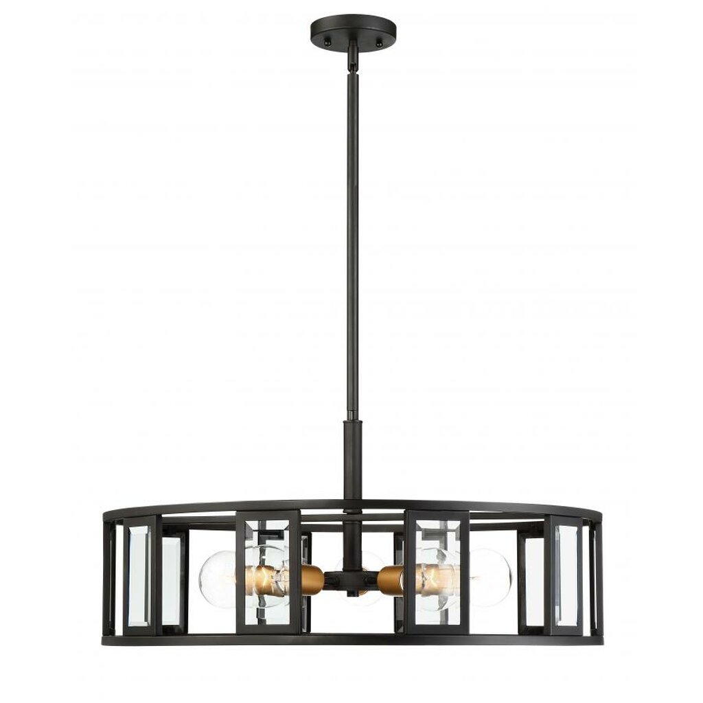 Satco 60-6416 Pendant Fixture Payne; 5 Light; with Clear Beveled Glass