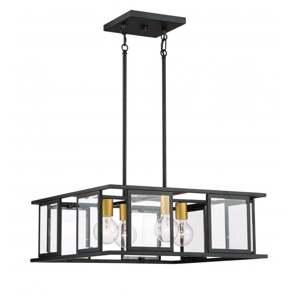 Satco 60-6414 Pendant Fixture Payne; 4 Light; with Clear Beveled Glass