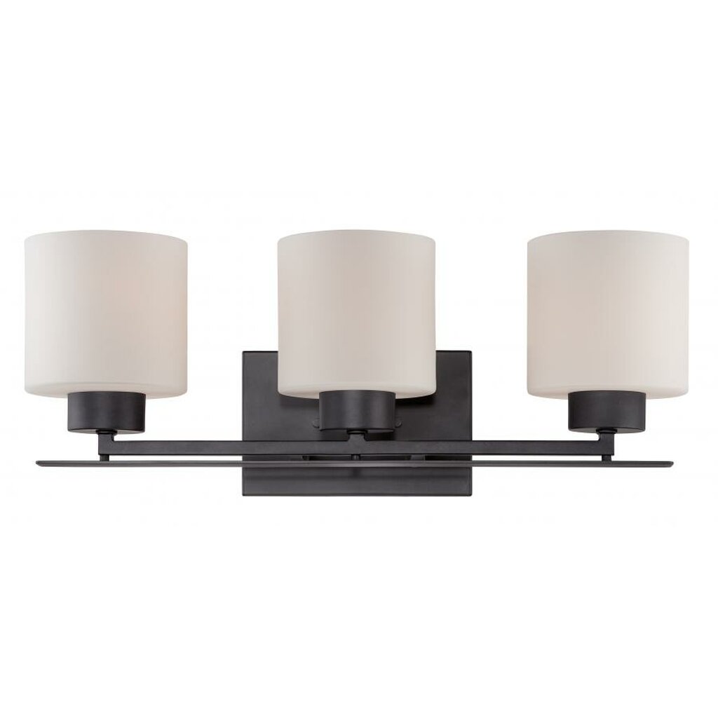 Satco 60-5303 Vanity Fixture Parallel; 3 Light; with Etched Opal Glass