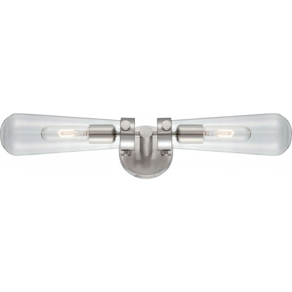 Satco 60-5263 Sconce Fixture Beaker; 2 Light; Wall with Clear Glass;