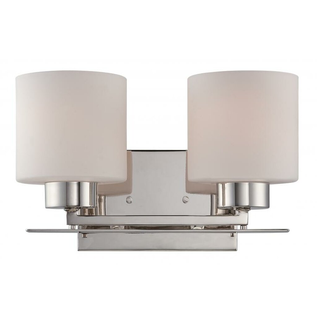Satco 60-5202 Vanity Fixture Parallel; 2 Light; with Etched Opal Glass