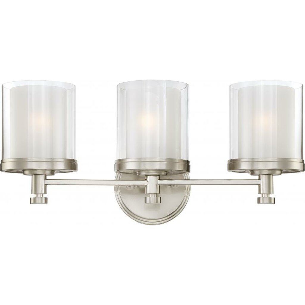 Satco 60-4643 Vanity Fixture Decker; 3 Light; with Clear and Frosted