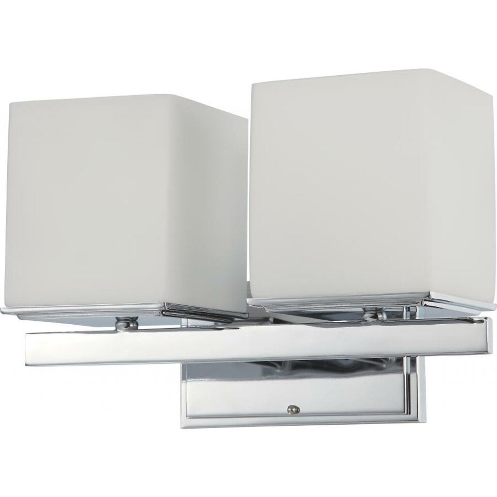 Satco 60-4082 Vanity Fixture Bento; 2 Light; with Satin White Glass