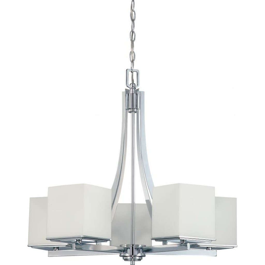 Satco 60-4086 Chandelier Fixture Bento; 5 Light; with Satin White