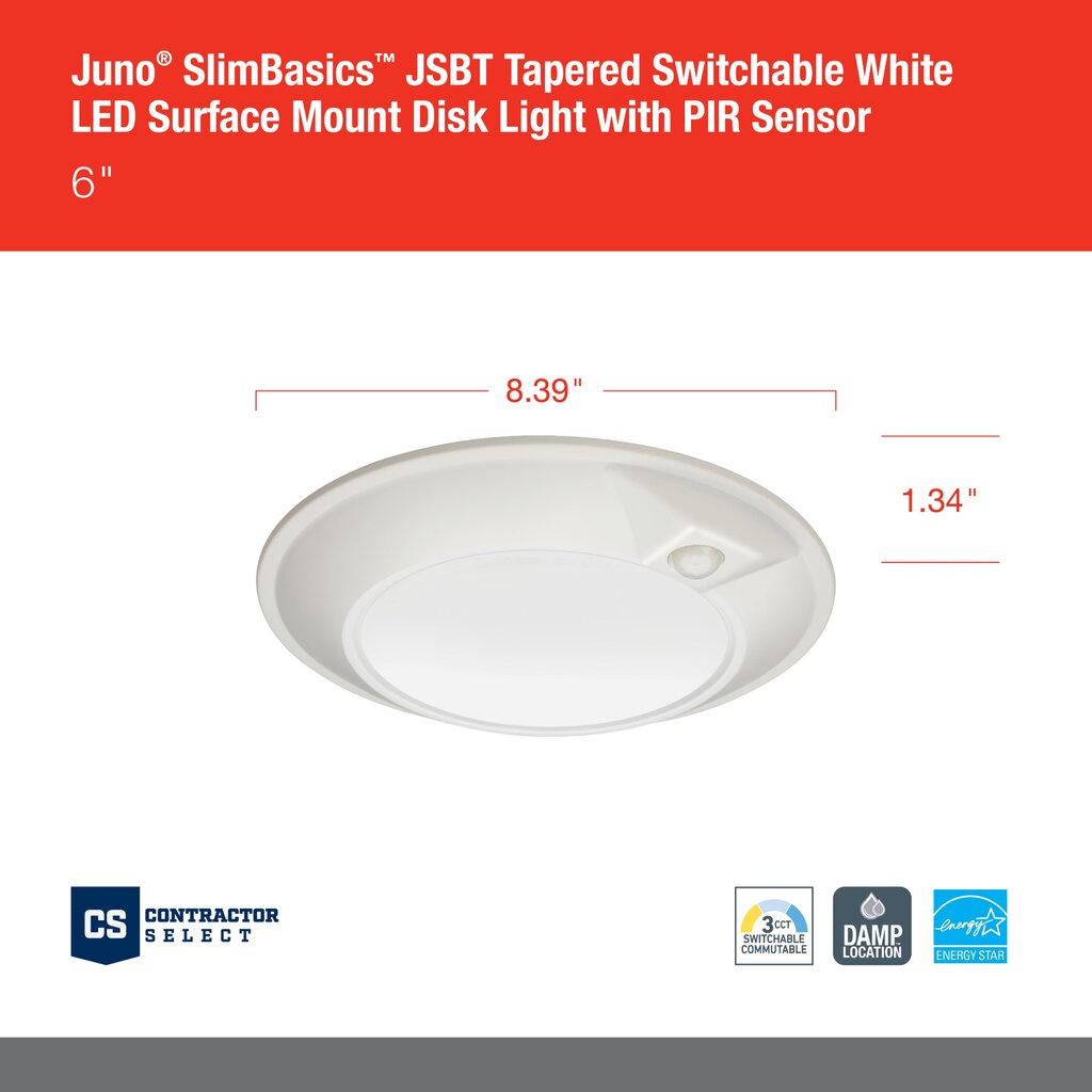 Juno JSBT 6IN SWW2 90CRI PIR MW M6 LED Fixture The SlimBasics 6in JSBT