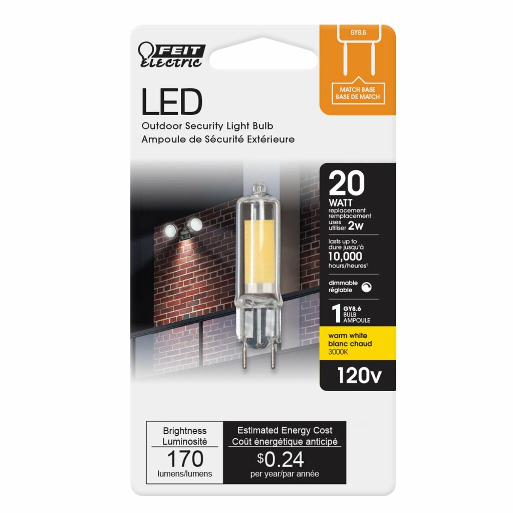 Feit Electric BP20G8.6/830/LED 2W T4 Warm White LED Light Bulb