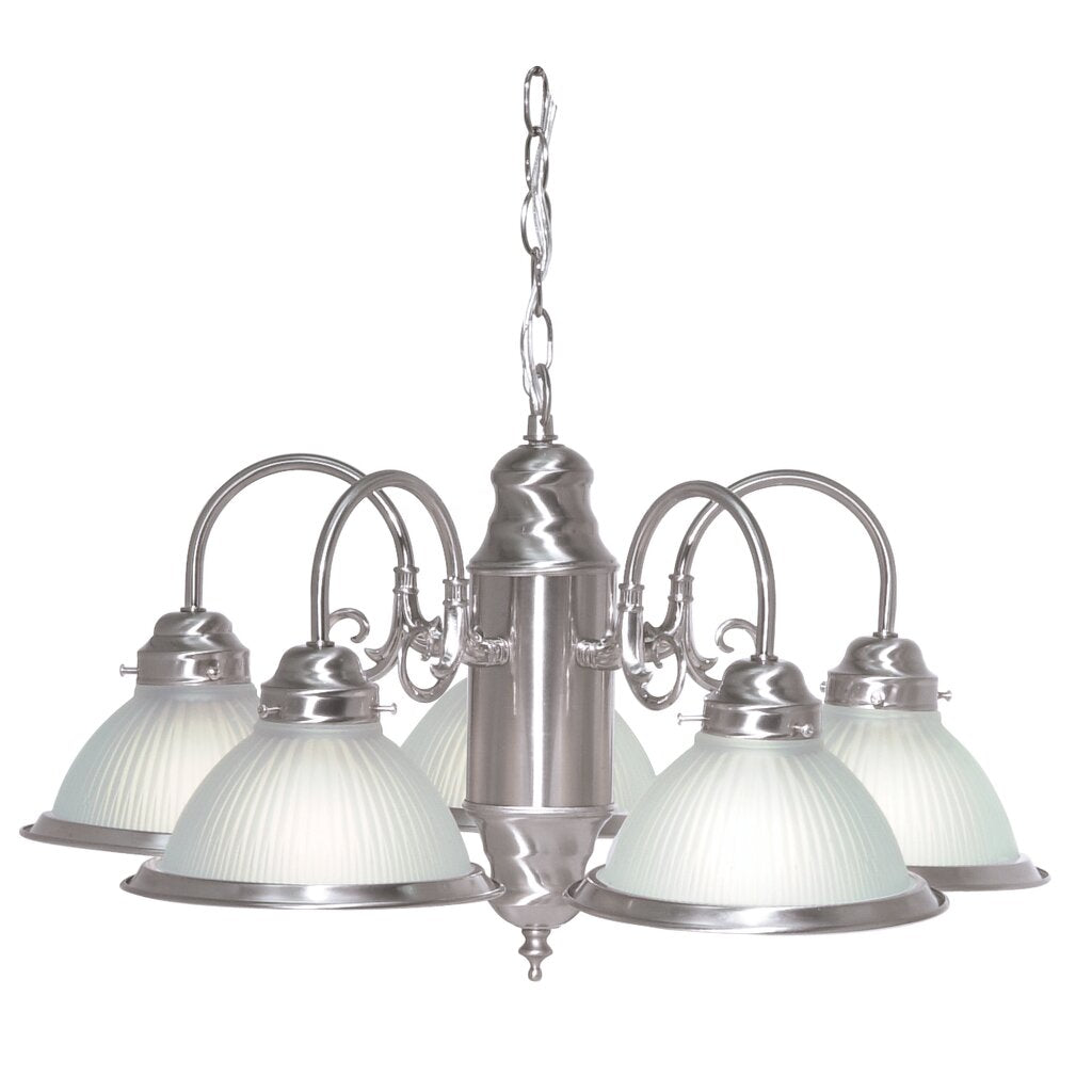 Satco SF76-695 Chandelier Fixture 5 Light - with Frosted Ribbed Glass