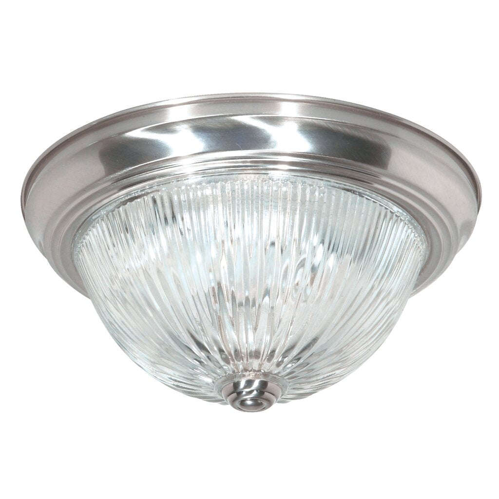 Satco SF76-609 Flush Mount Fixture 2 Light - 11" Flush with Ribbed