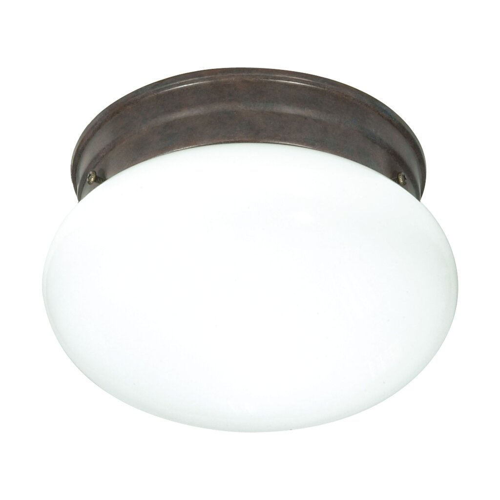 Satco SF76-600 Flush Mount Fixture 1 Light - 8" Flush with White Glass