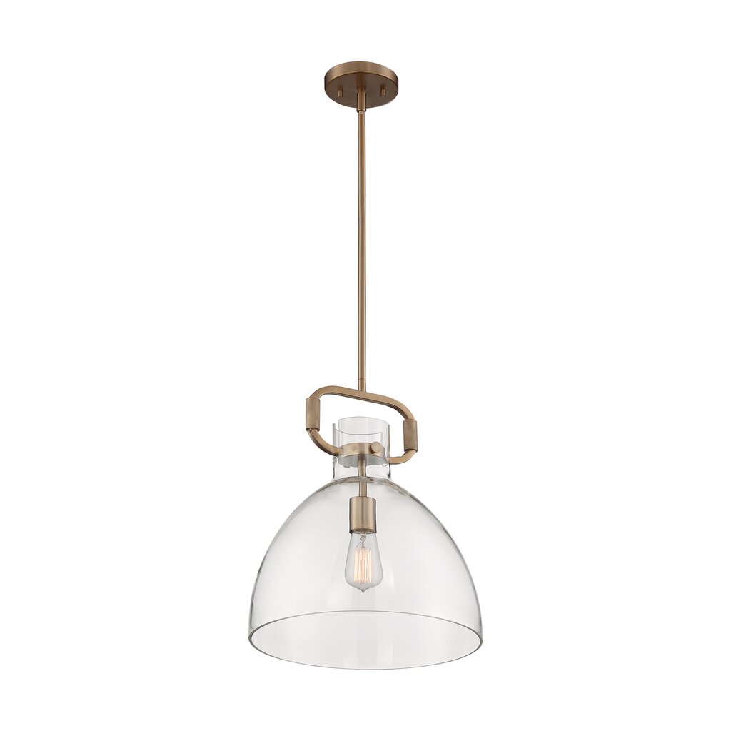 Satco 60-7142 Pendant Fixture Teresa; 1 Light; Bell Burnished Brass