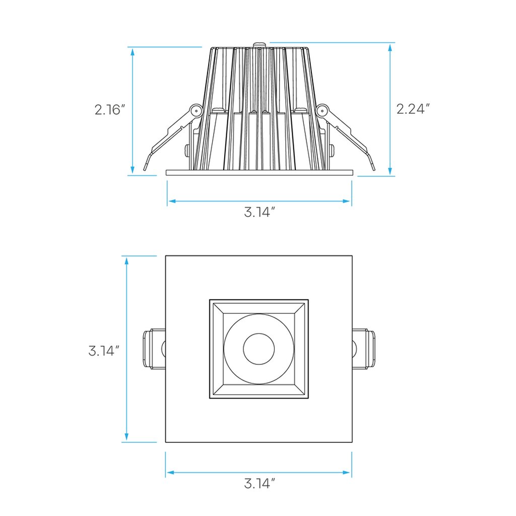 Luxrite LR23277 8W LED Dimmable Fixture 2" CCT Square Canless