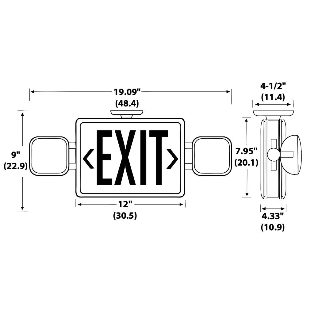 Lithonia ECRG SQ M6 3.8W LED Combo Fixture Red/Green Exit/Unit Square