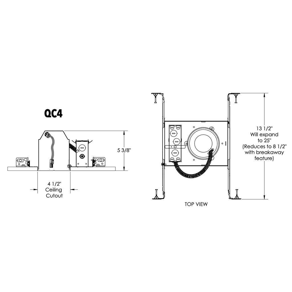Juno QC4 W G J6 Fixture 4" New Construction IC Housing with push in