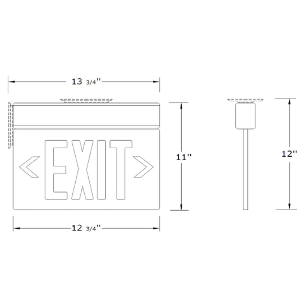 MaxLite EXE-RS2S 4.2W LED Fixture EDGELIT RED 2 SIDE EXIT SIGN