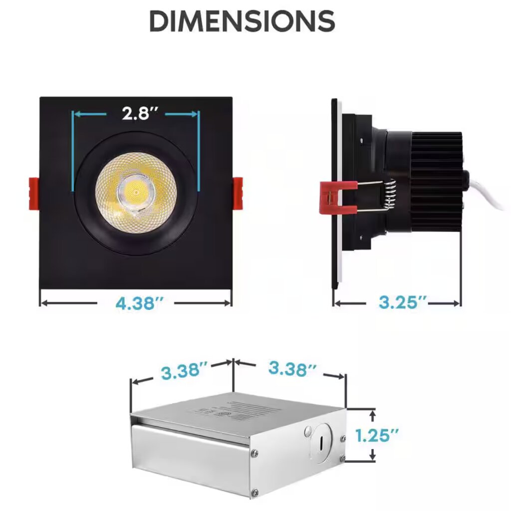 Luxrite LR32181 12W LED Gimbal Dimmable Fixture 4 in. Canless Light