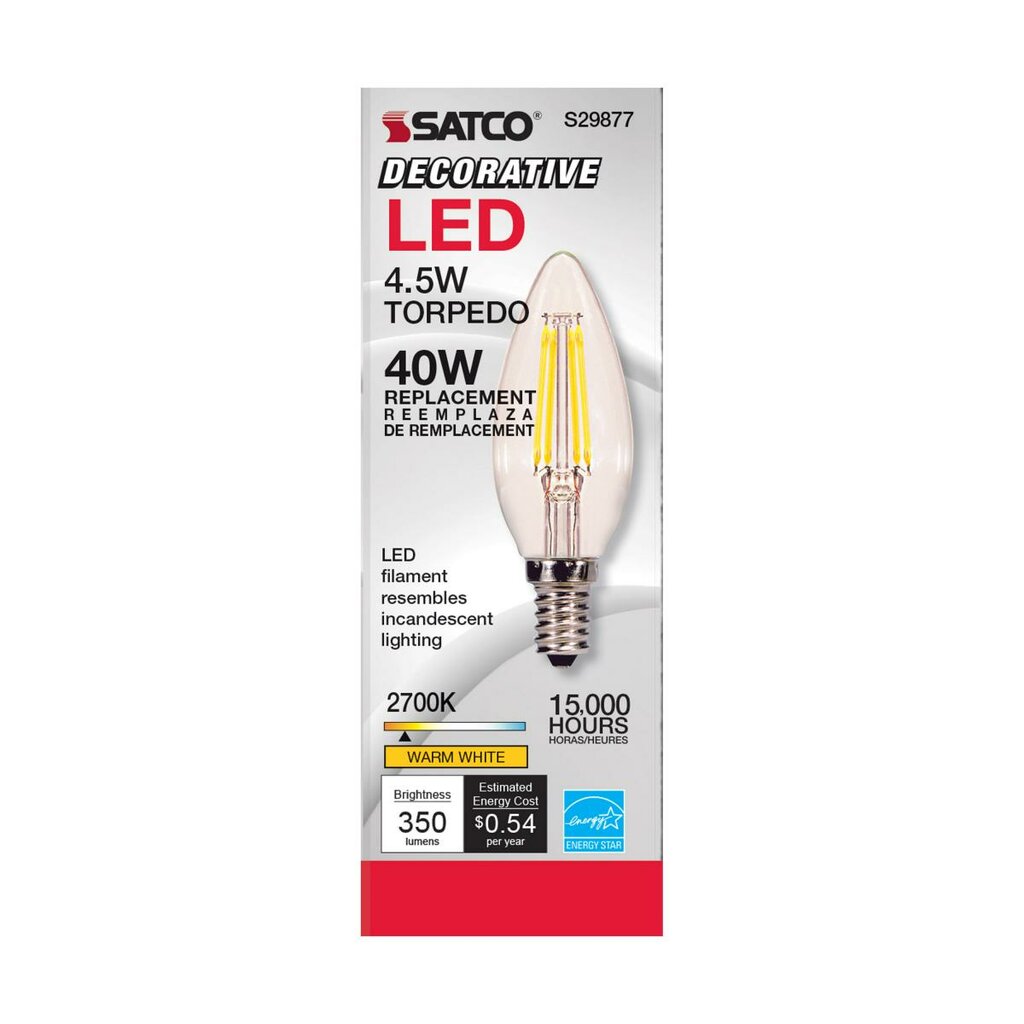 6 pack - Satco S29877 4.5W B11 LED Light Bulb