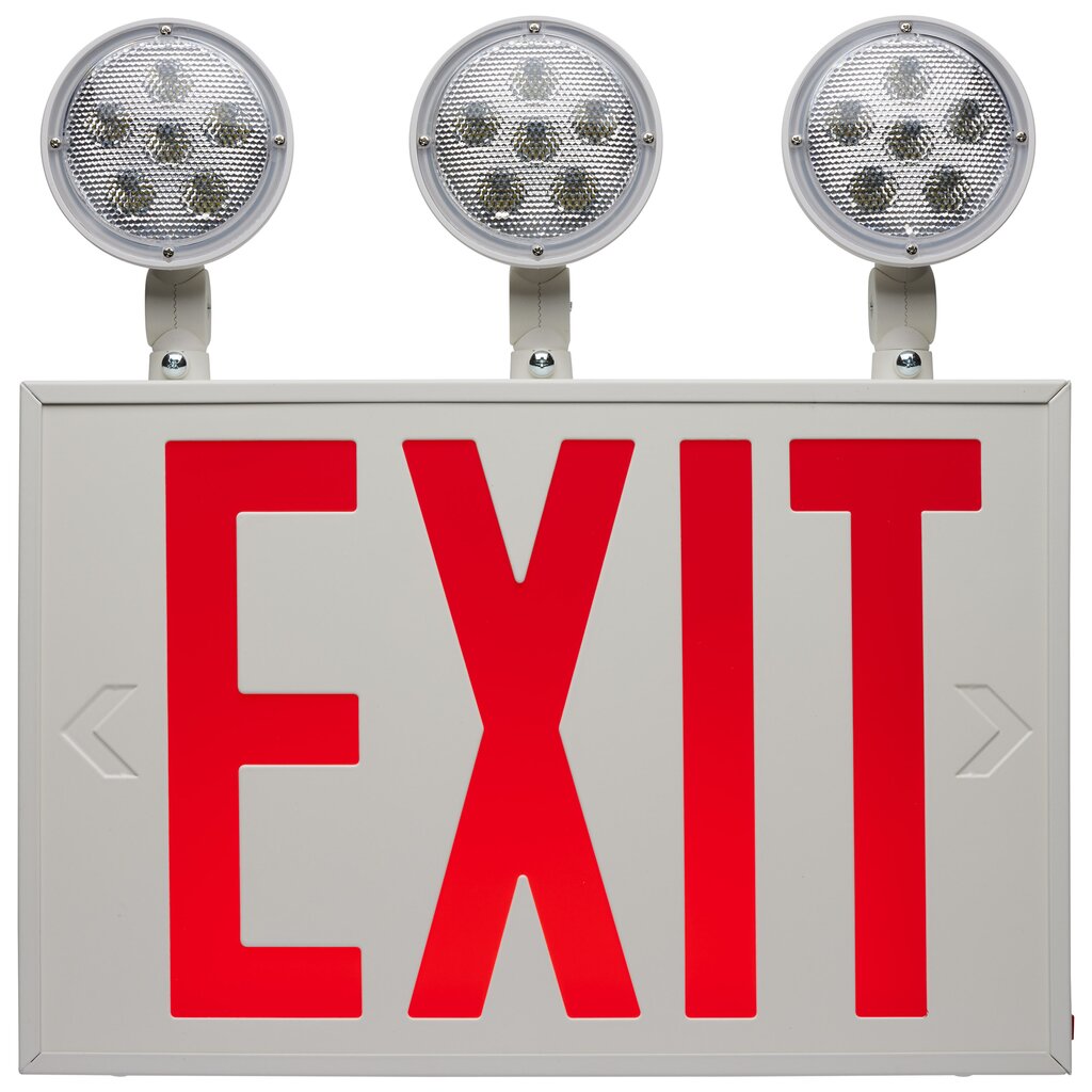 Satco 67-124 3W LED Fixture Combination Red Exit Sign/Emergency Light