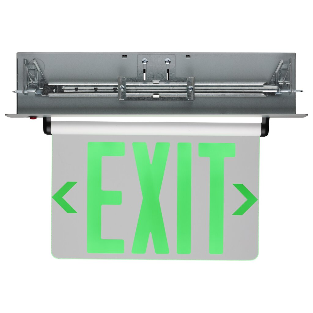 Satco 67-116 2.94W LED Fixture Green (Clear) Edge Lit Exit Sign - 2.94
