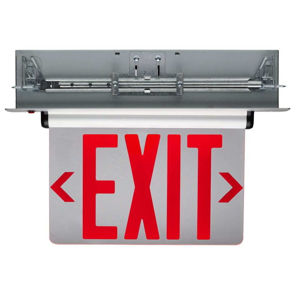 Satco 67-114 3.14W LED Fixture Red (Clear) Edge Lit Exit Sign - 3.14