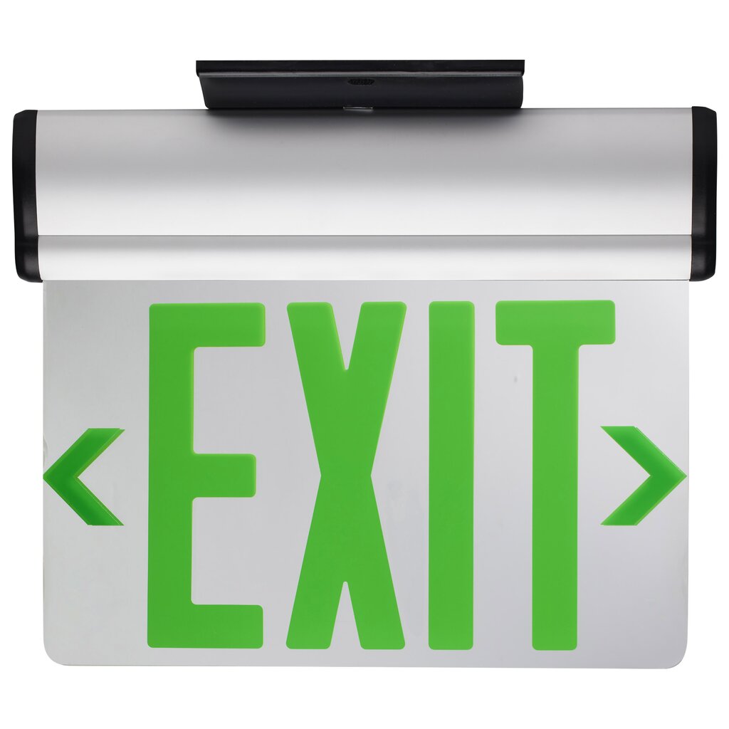 Satco 67-110 2.94W LED Fixture Green (Mirror) Edge Lit Exit Sign 90min