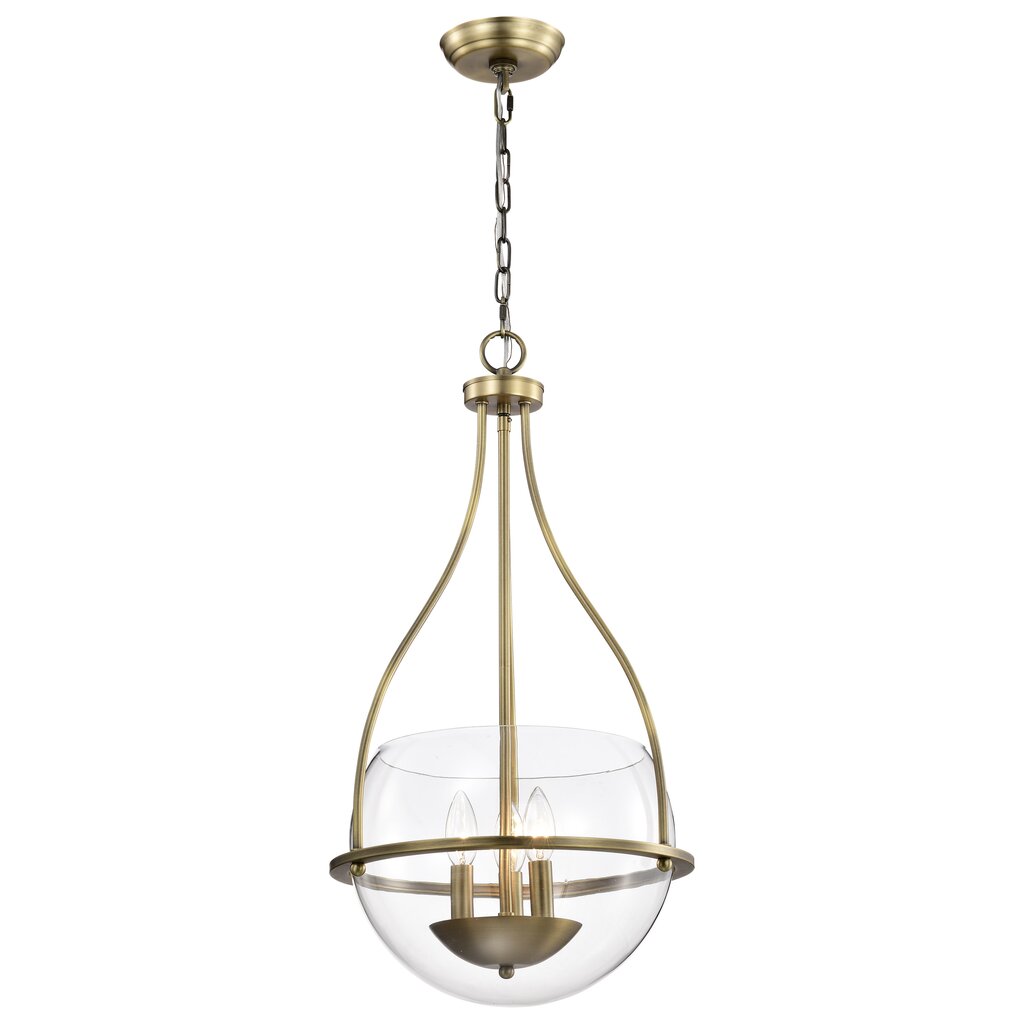 Satco 60-7818 Fixture Amado 3 Light Pendant - 14 Inches Vintage Brass