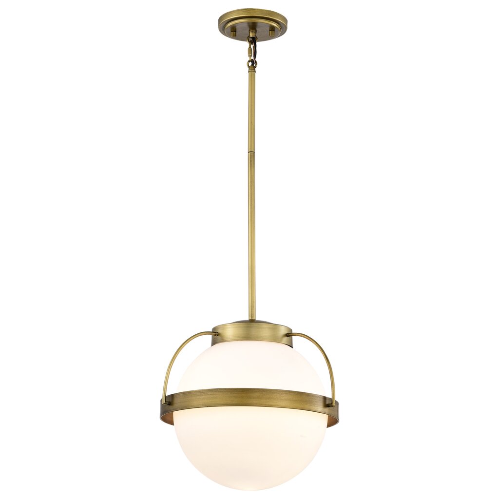 Satco 60-7784 Fixture Lakeshore 1 Light Medium Pendant - Natural Brass