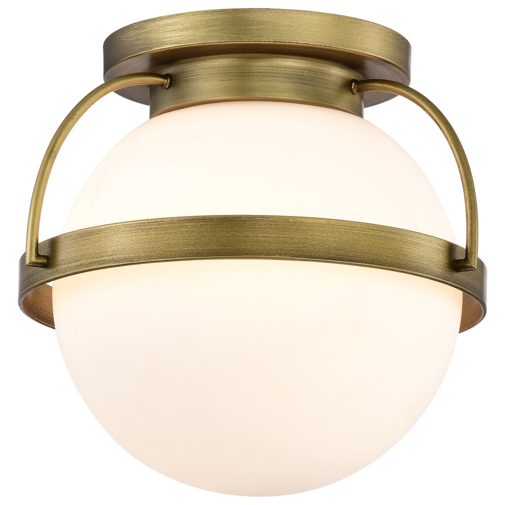 Satco 60-7781 Fixture Lakeshore 1 Light Medium Flush - Natural Brass