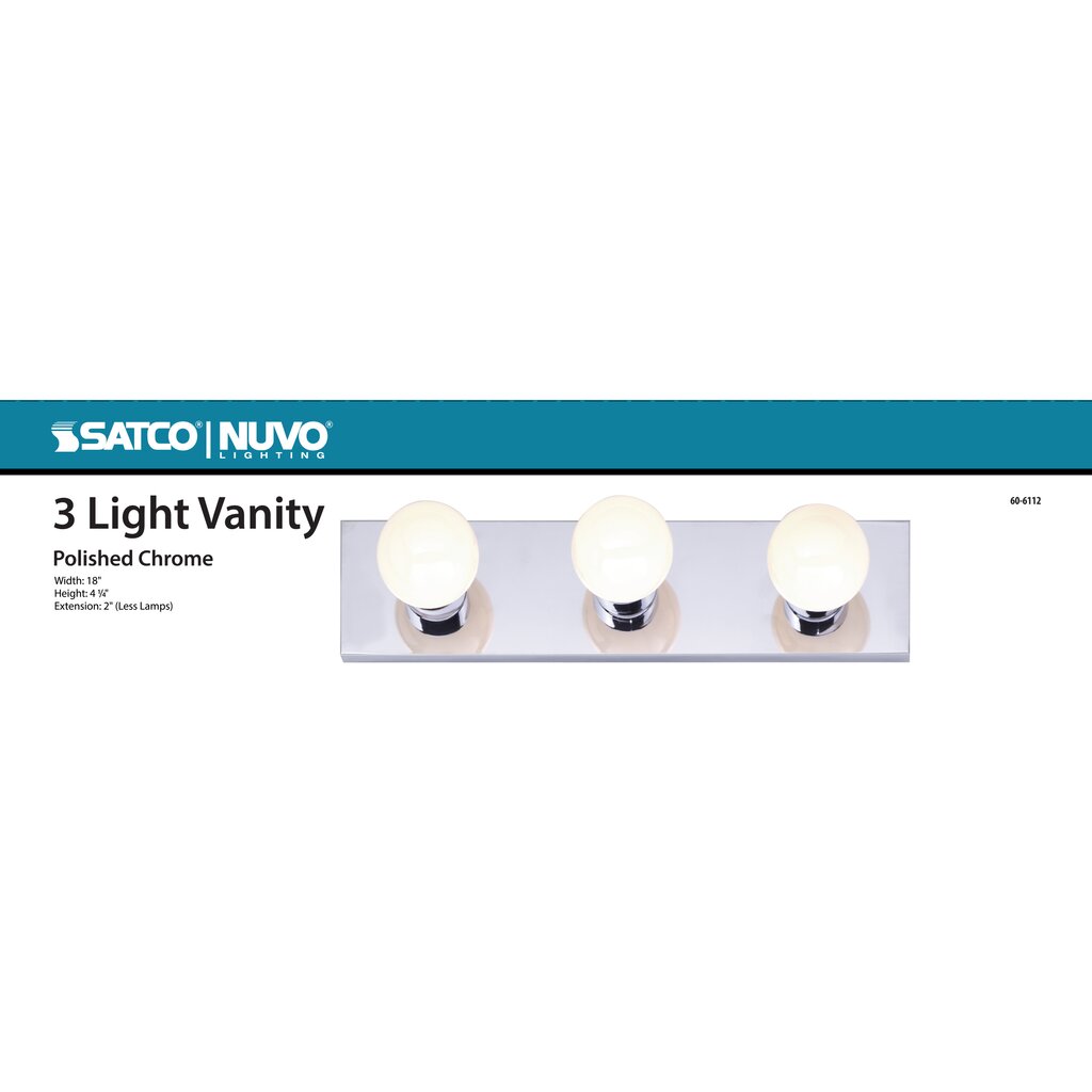 Satco 60-6112 Fixture 3 Light - 18 in. Vanity Strip Color retail